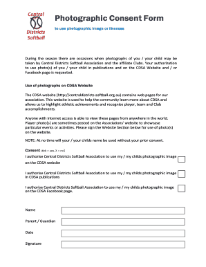 Photographic Consent Form
