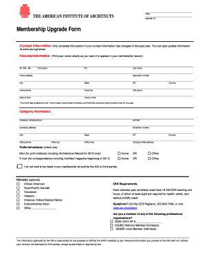 Membership Upgrade Form
