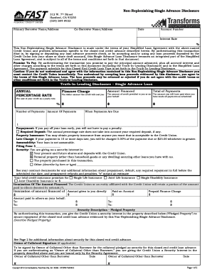 Non-Replenishing Single Advance Disclosure