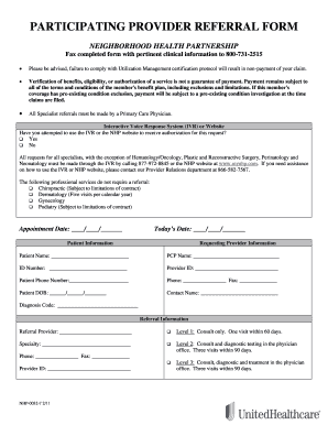 Neighborhood Health Partnership Provider Referral Form