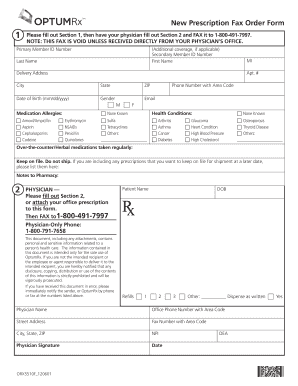 New Prescription Fax Order Form
