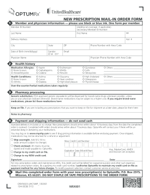 Prescription Mail-In Order Form