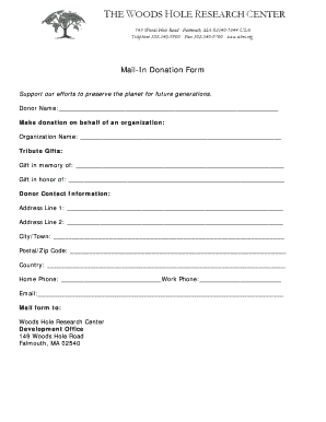 Mail-In Donation Form