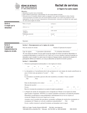 Formulaire de rachat de services à l’égard d’un autre emploi
