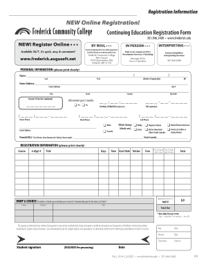 Frederick Community College Continuing Education Registration Form