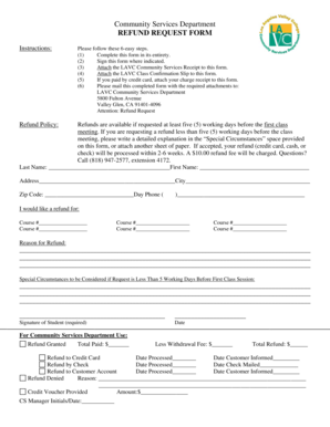 Community Services Refund Request Form