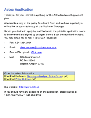 Aetna Medicare Supplement Application