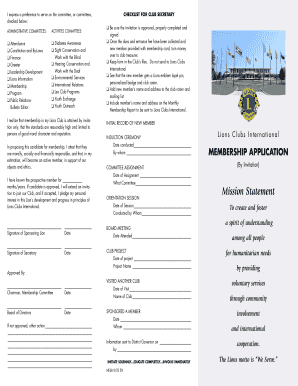 Lions Club Membership Application Form