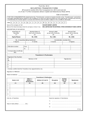 Securities Transfer Form SH-4