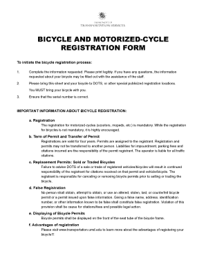 Bicycle and Motorized-Cycle Registration Form