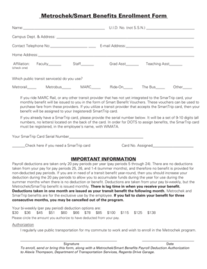 Metrochek/Smart Benefits Enrollment Form