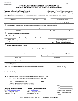 Wyoming Retirement System Personal Information Change Request