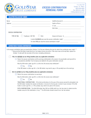 IRA Excess Contribution Removal Form