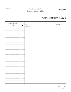 Sample Coaches' Planner for Elementary Interschool Athletics