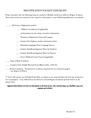 Connecticut Student Registration Packet
