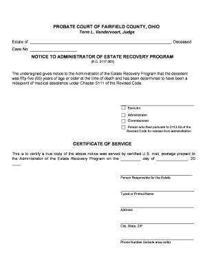 Ohio Estate Recovery Program Notice