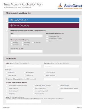 Trust Account Application Form