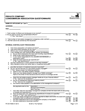 Condominium Association Insurance Questionnaire