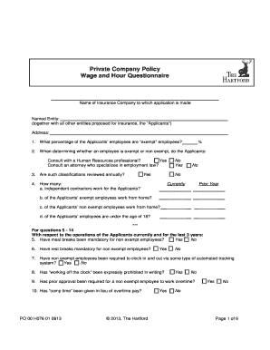 Wage and Hour Questionnaire