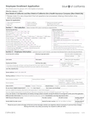 Blue Shield Employee Enrollment Application