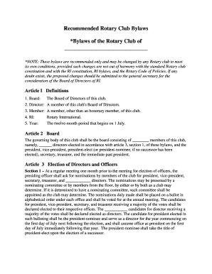 Rotary Club Bylaws Template