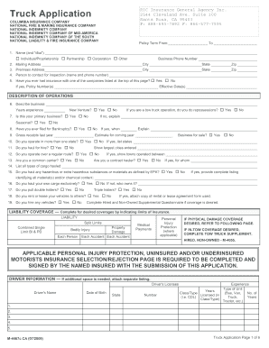 Truck Insurance Application Form