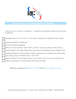 Business Auto & Transportation Insurance Application