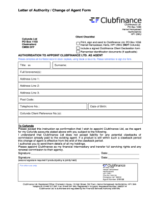 Change of Agent Form