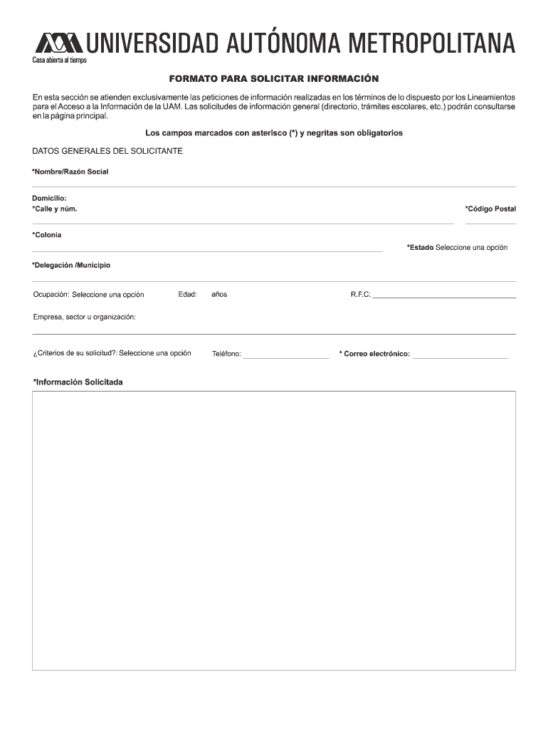 Formato para solicitar informacin - Pgina de Transparencia de la Vista previa en la página 1