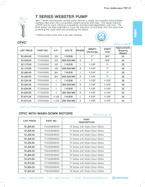 Price Addendum TSP-01