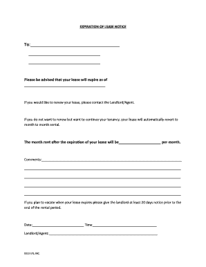Expiration of Lease Notice