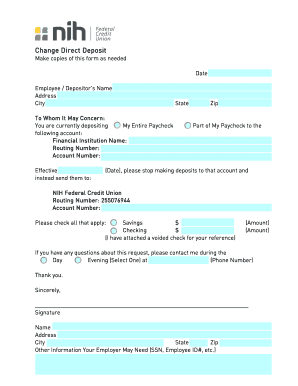Change Direct Deposit Form
