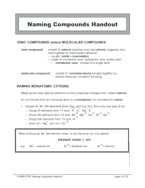 Naming Compounds Handout Fill Online Printable Fillable Blank