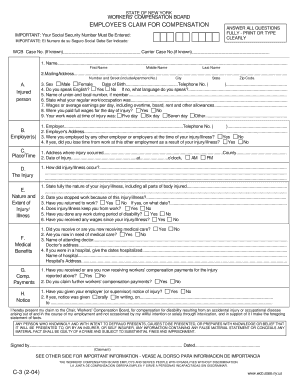 New York Employee's Claim for Compensation