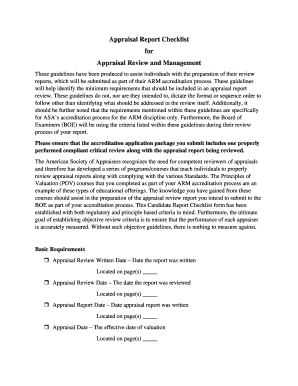 Appraisal Review Report Checklist