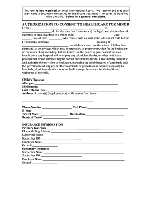 Authorization to Consent to Healthcare for Minor
