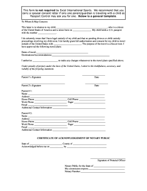 Spousal Consent Letter for Minor Travel