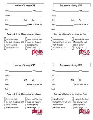 Plexus Wellness Seminar Interest Form