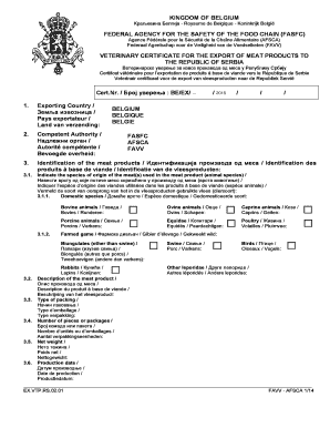 Veterinary Certificate for Meat Export to Serbia