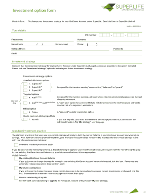KiwiSaver Investment Option Form