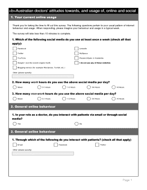 Australian Doctors' Online and Social Media Usage Survey