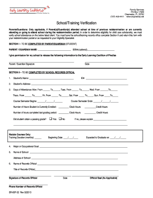 School Training Verification Form