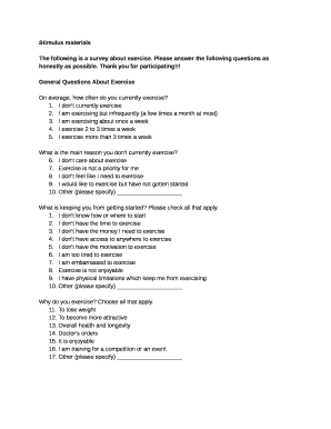 Exercise Survey Form