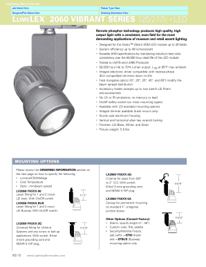 LUMELEX 2060 Vibrant Series LED Fixture Data