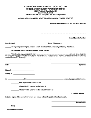 Pension Benefit Sign-In Form