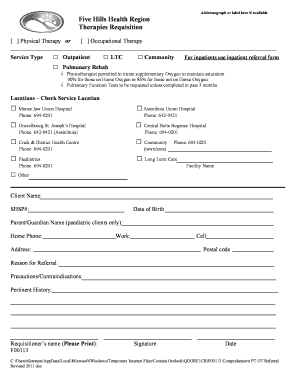 Therapies Requisition Form
