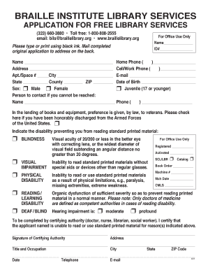 Braille Institute Library Services Application