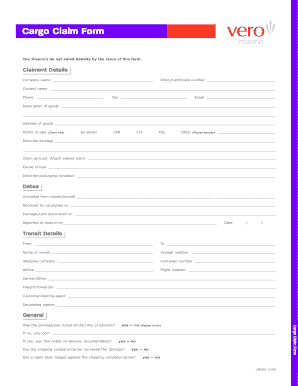 Cargo Claim Form