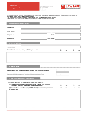 Vero Liability Insurance Claim Form