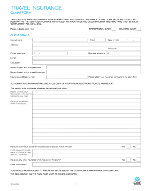 Travel Insurance Claim Form